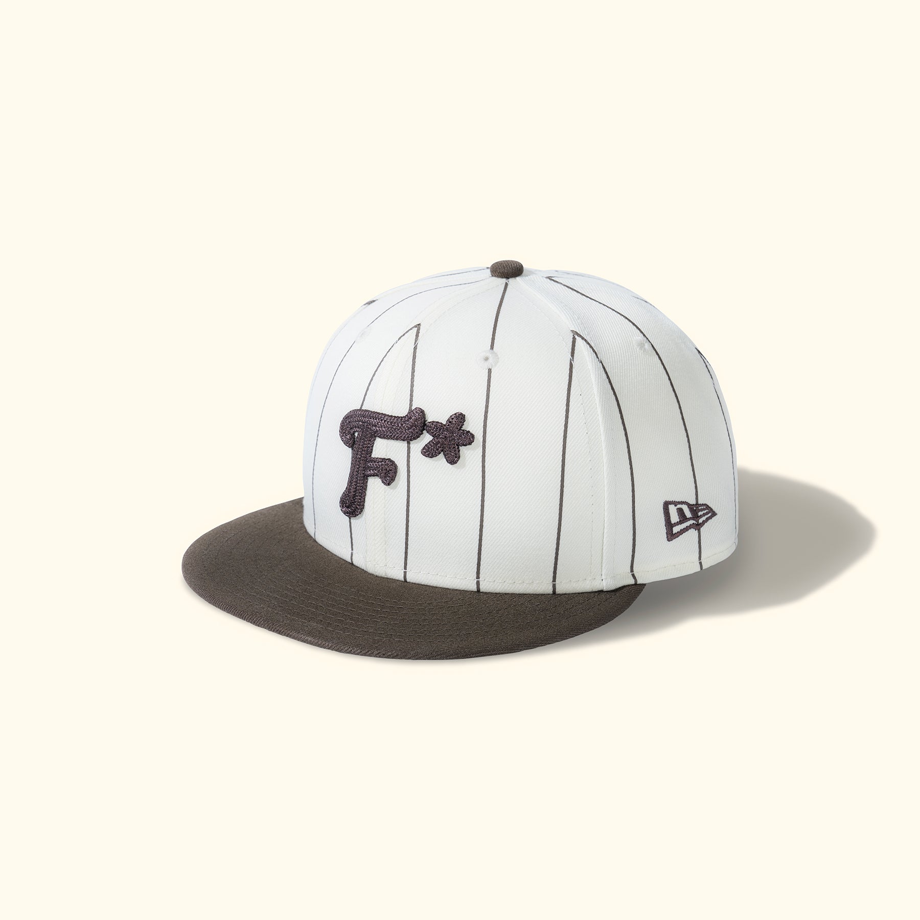 Striped F* Fitted Hat Brown