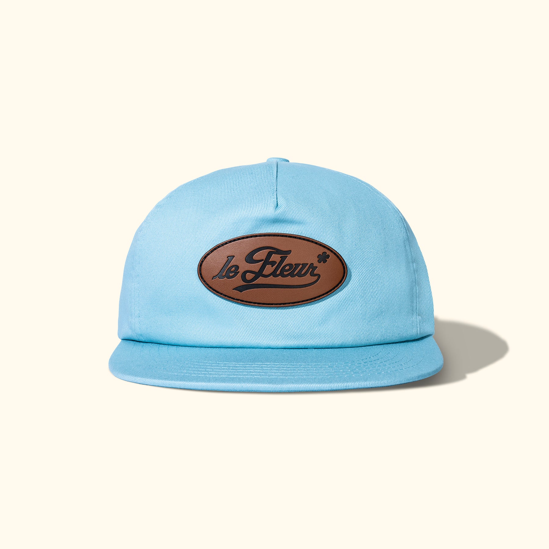 Leather Patch 5 Panel Hat Blue