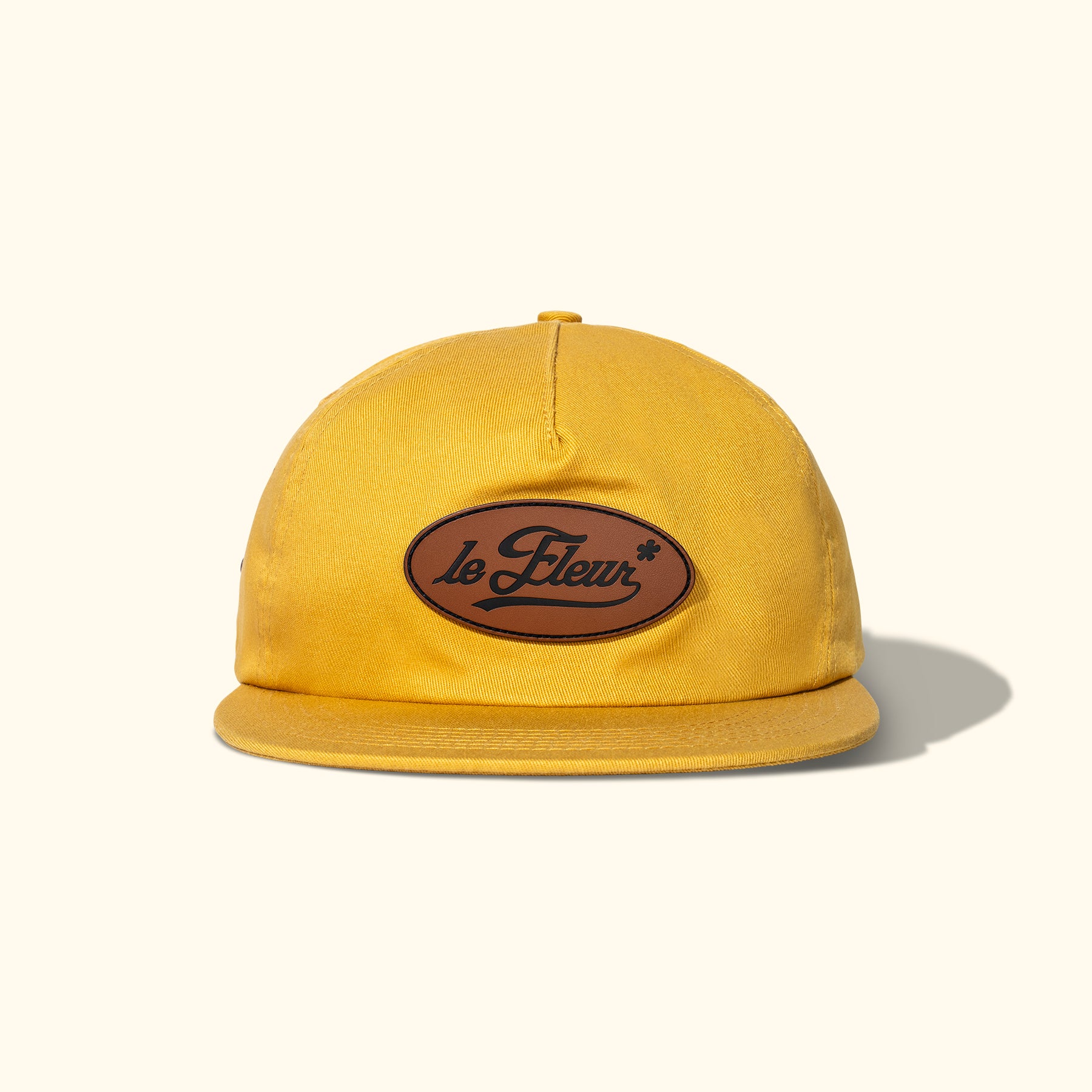 Leather Patch 5 Panel Hat Yellow