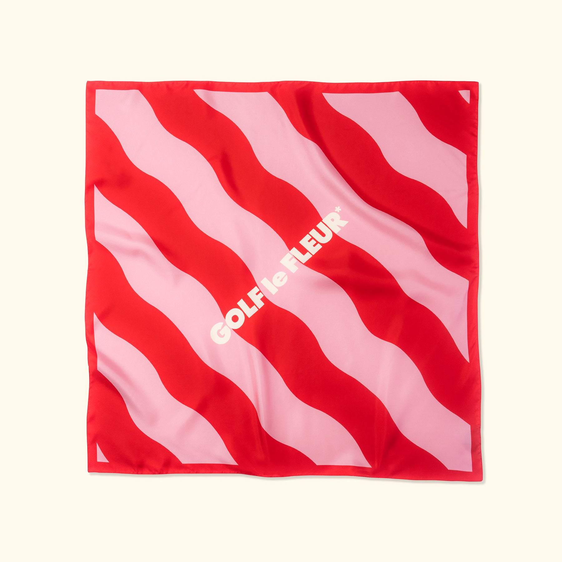 Large Wavy Stripe Silk Scarf Red