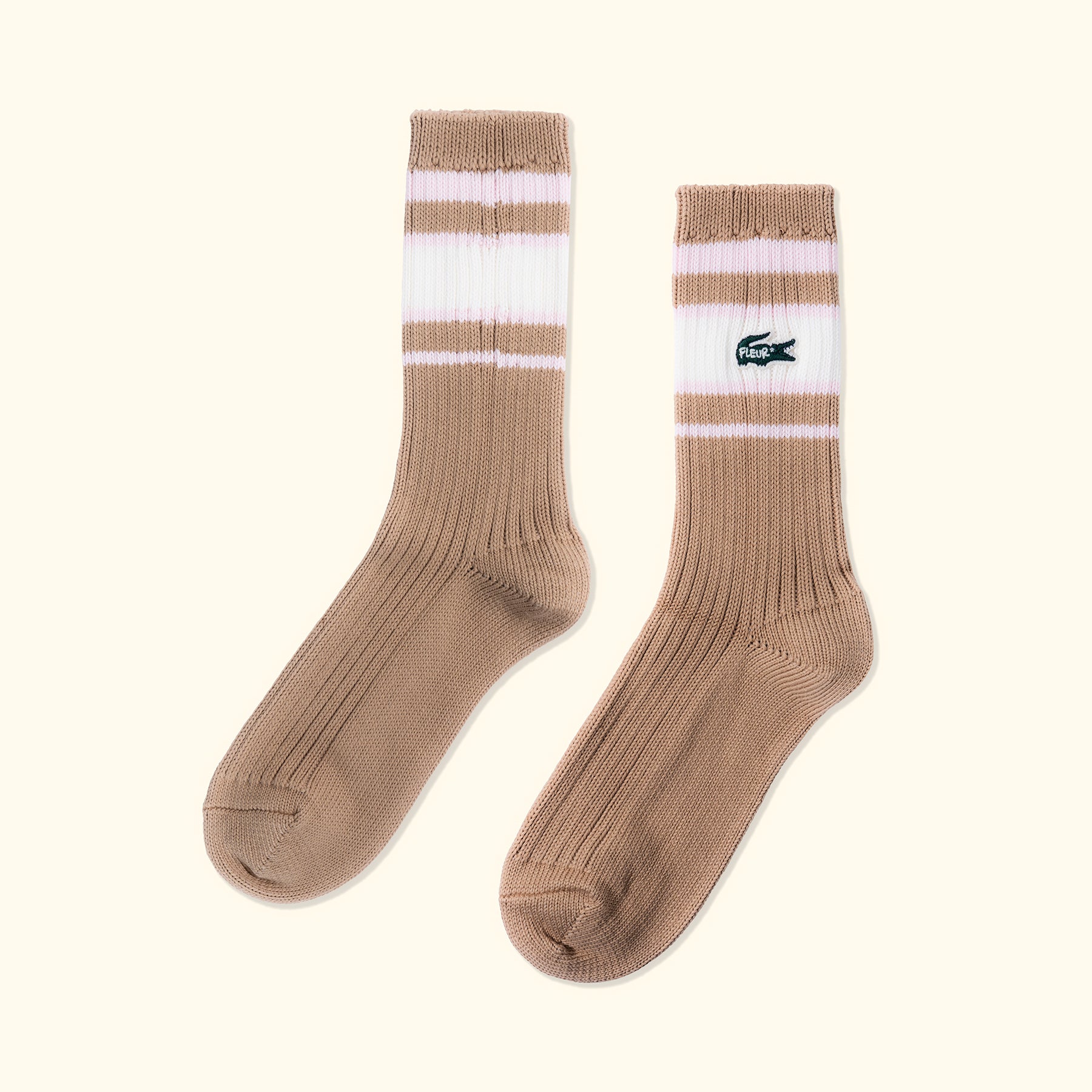 Brown Striped Ribbed Socks