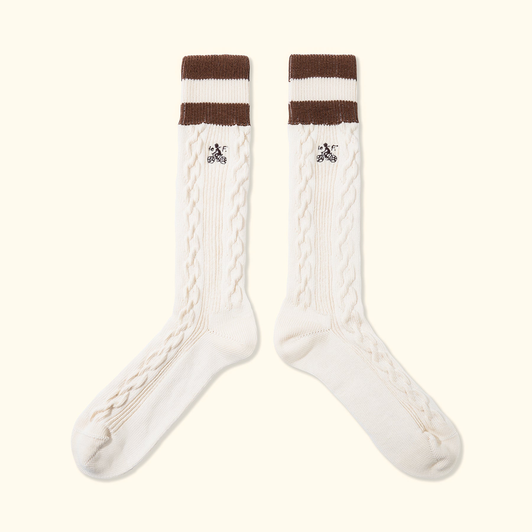 Cable Knit Petalers Socks Brown — image 2 of 4