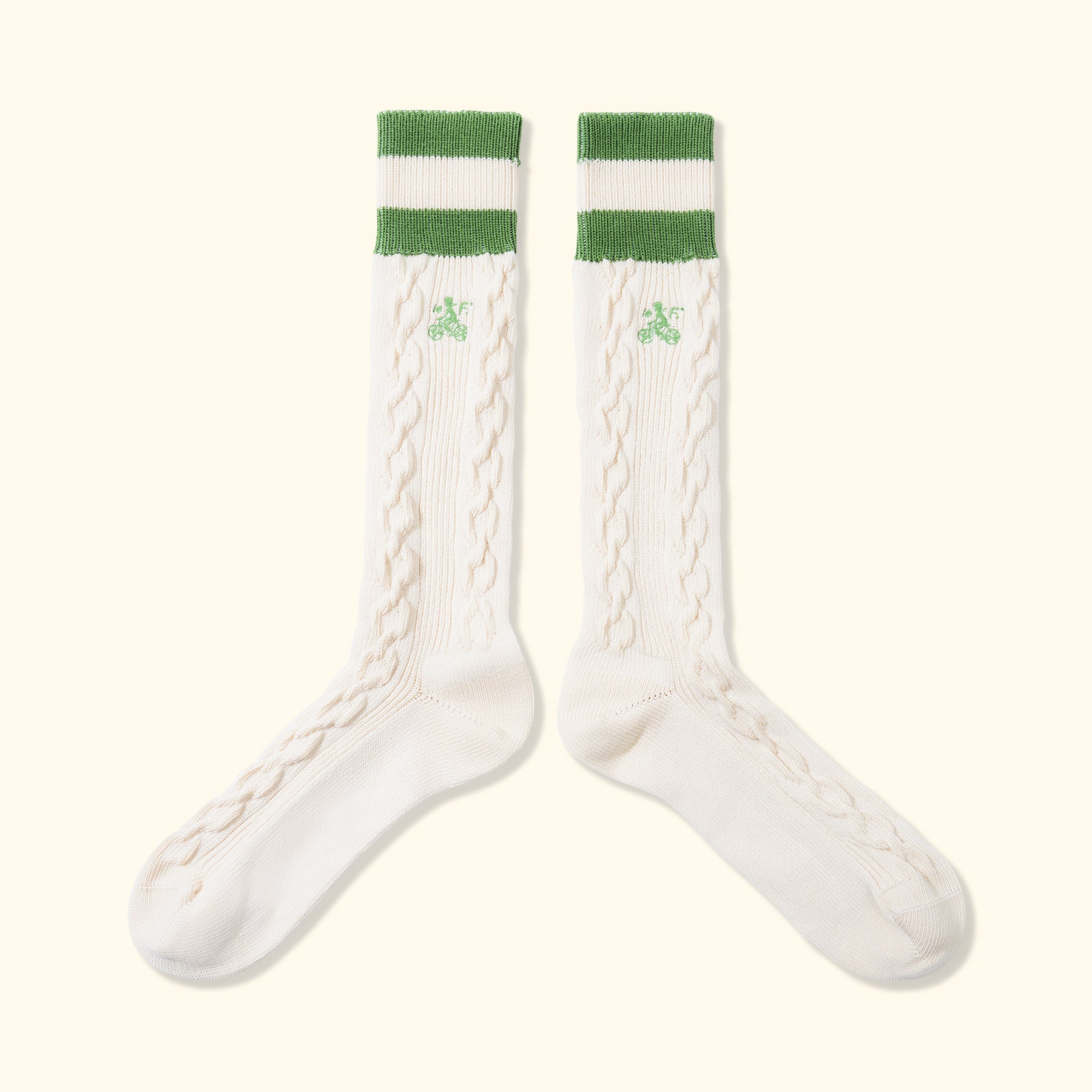 Cable Knit Petalers Socks Green — image 2 of 4