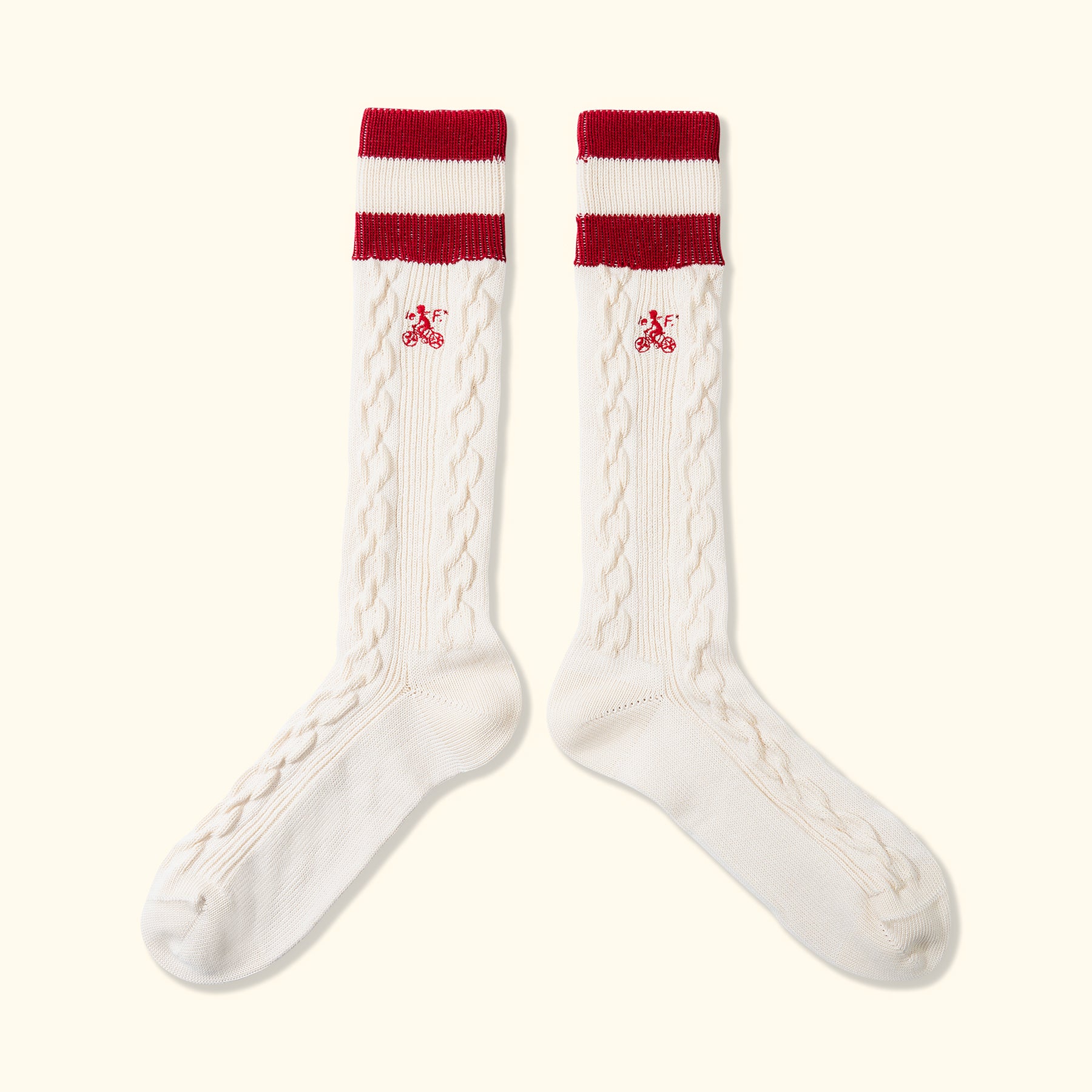 Cable Knit Petalers Socks Red — image 2 of 4
