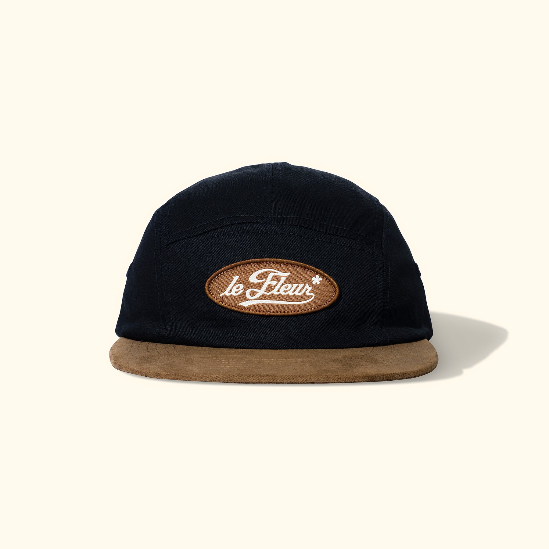Cursive Patch Camp Hat Black