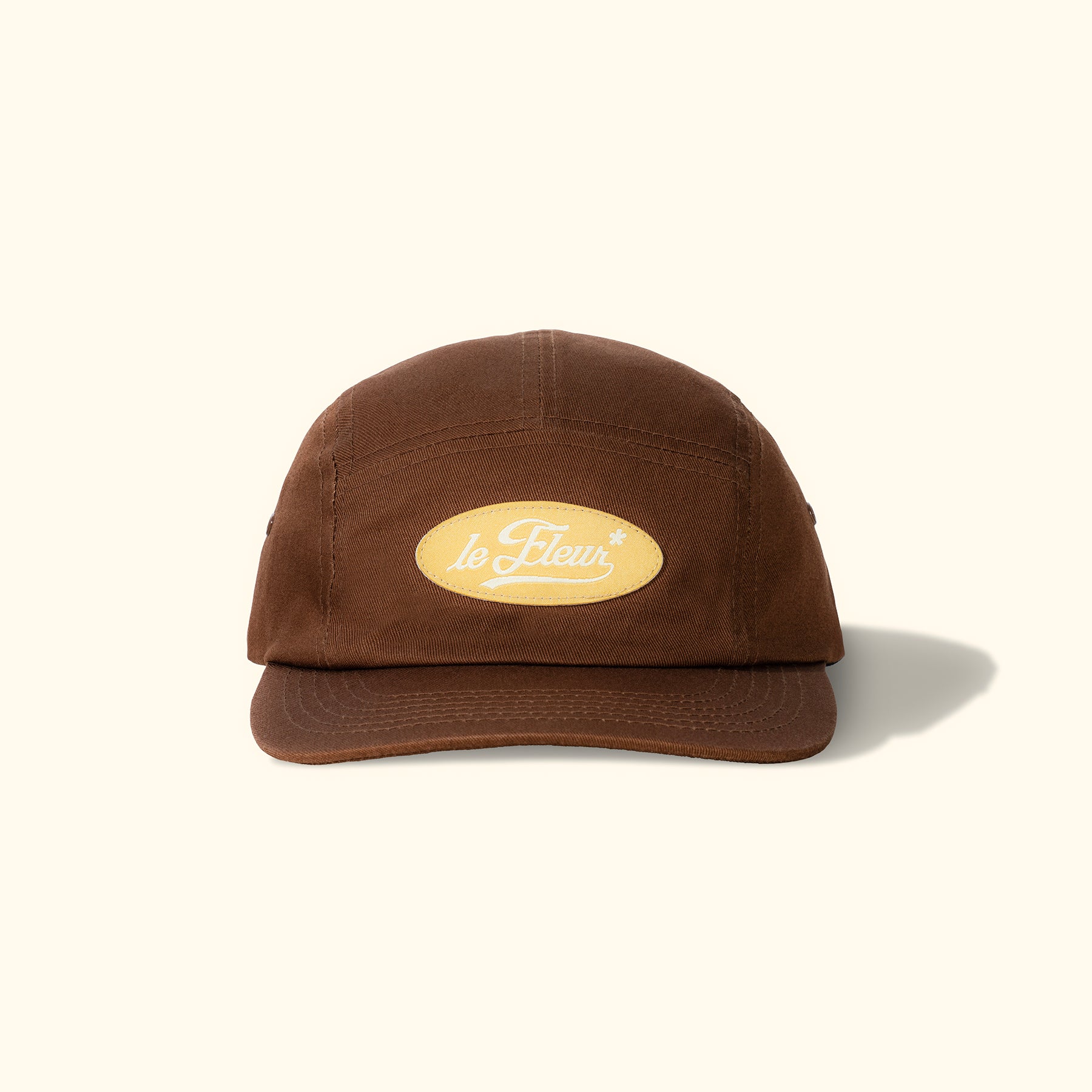 Solid Cursive Patch Camp Hat Brown — image 1 of 3