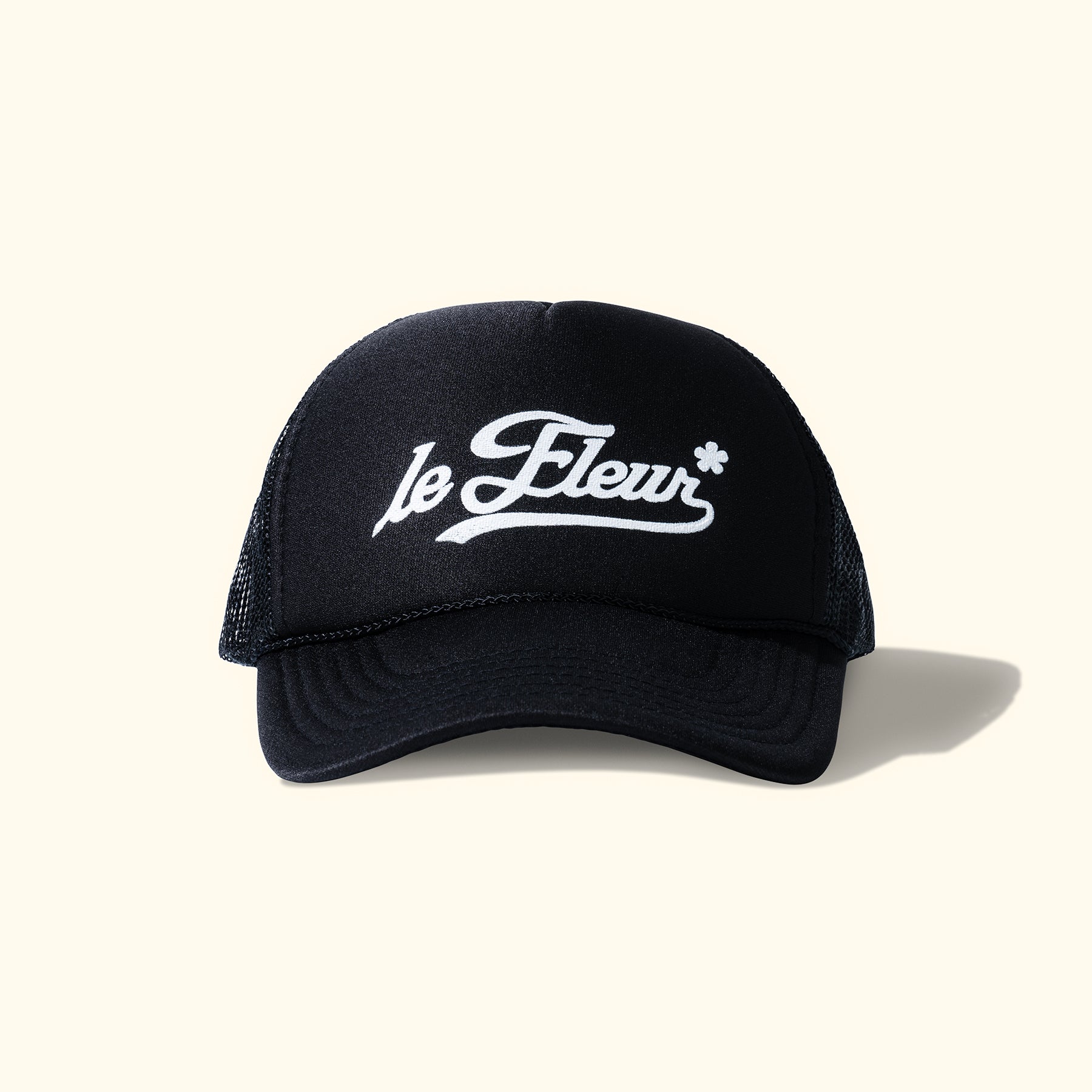 Cursive Trucker Hat Black