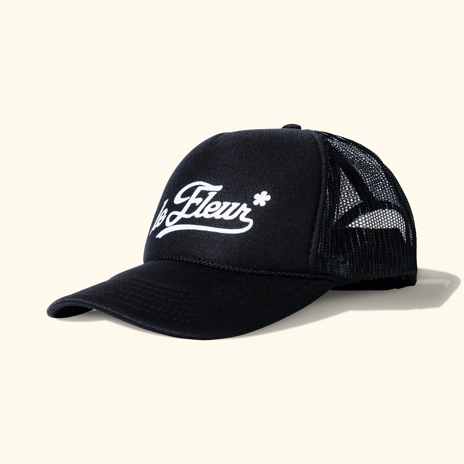 Cursive Trucker Hat Black