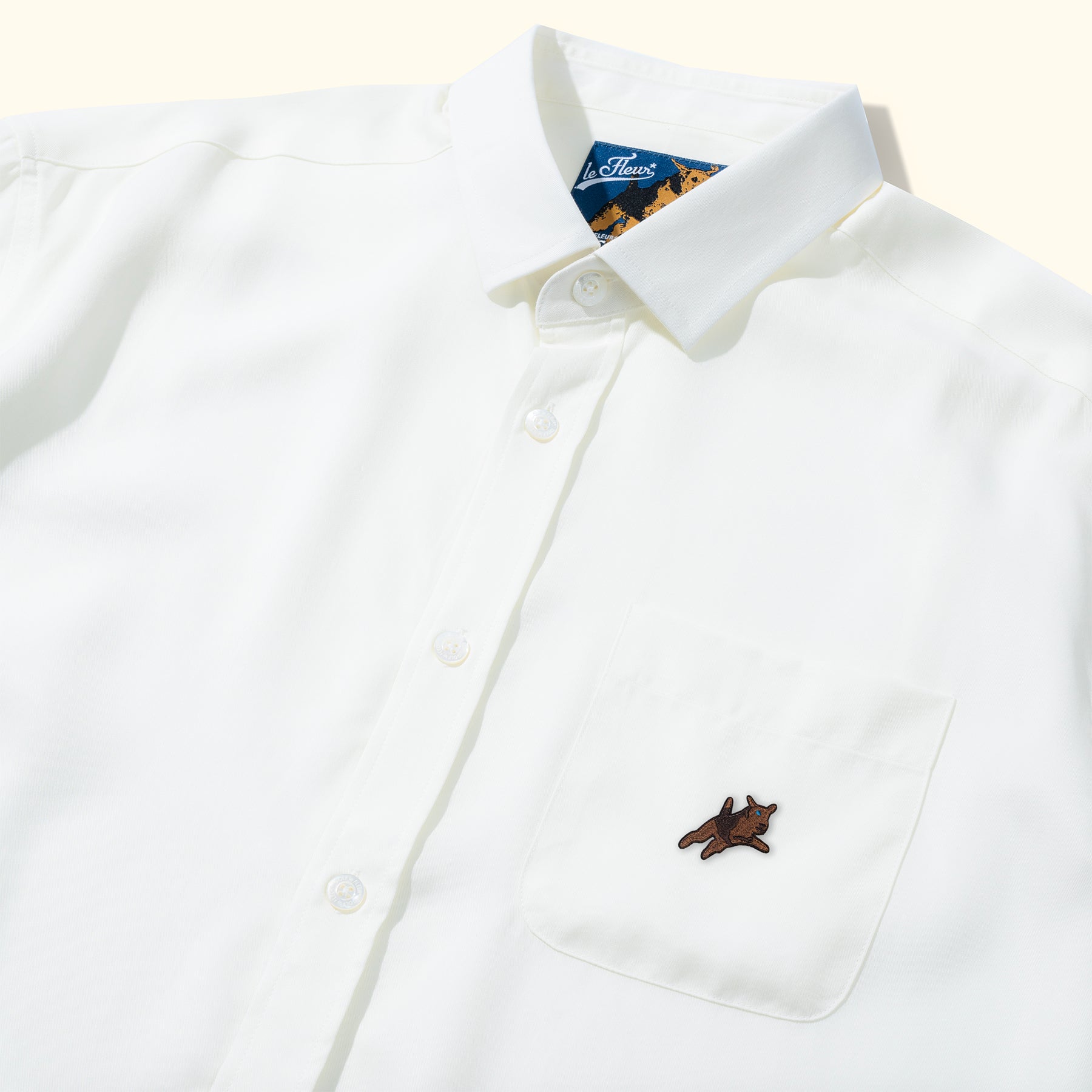 トップス GOLF LE FLEUR EMBROIDERED CLUB COLLAR Darryl Collared Shirt Cream – GOLF le FLEUR*