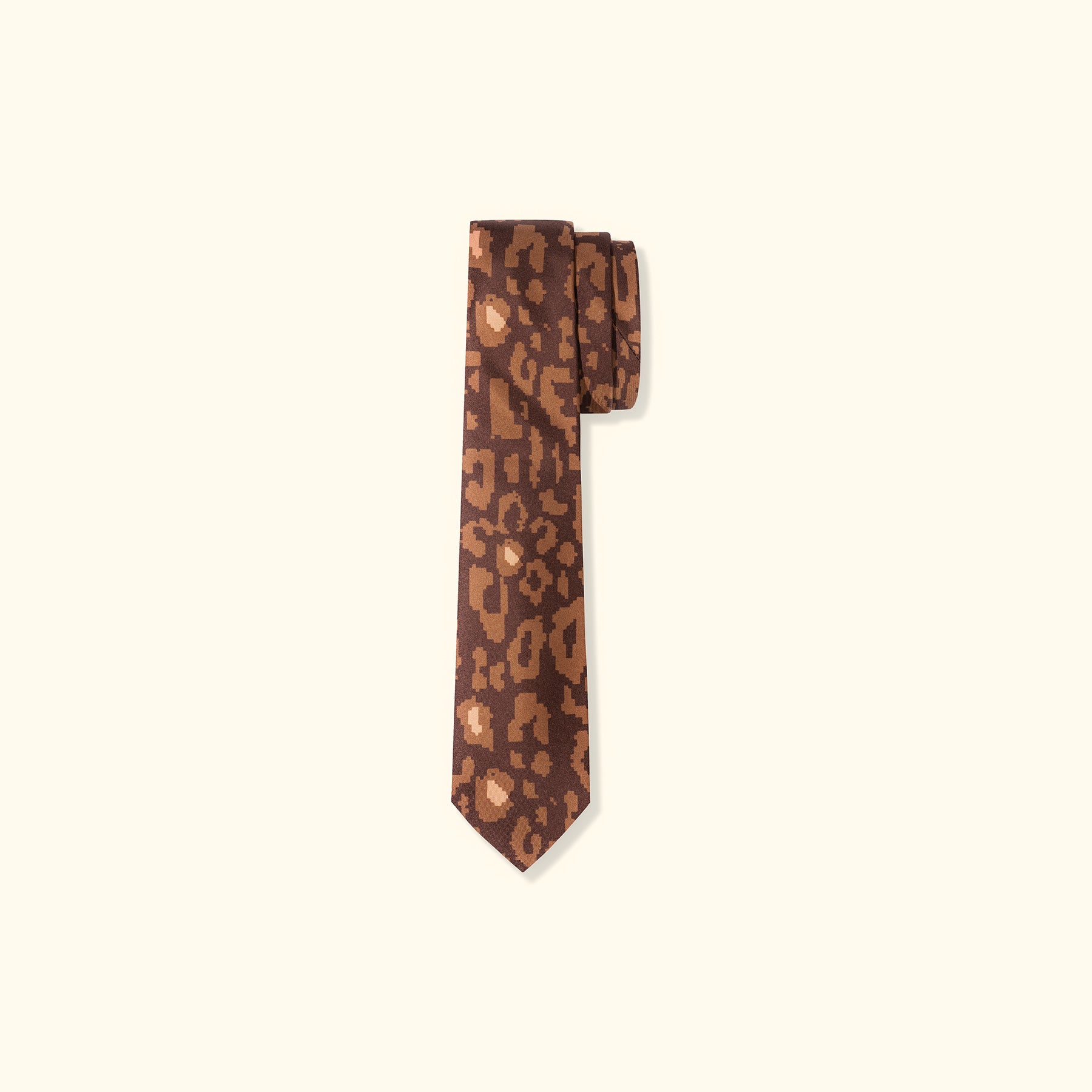 Fleur Camo Wide Silk Tie Brown