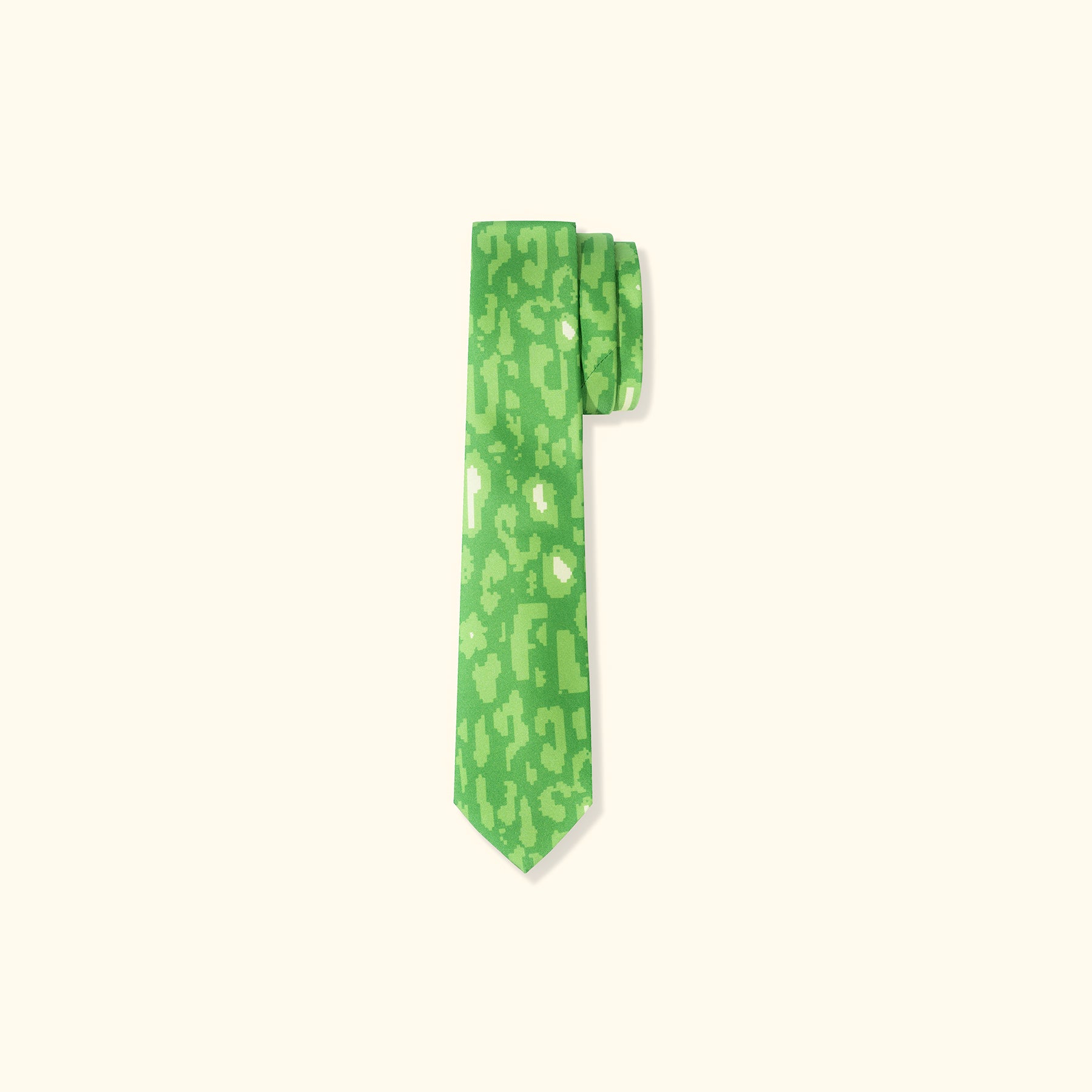 Fleur Camo Wide Silk Tie Green