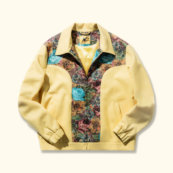 acka flower jacquard jacket（brown） Sunflower Jacquard Flower Jacket Brown at CareOfCarl.com