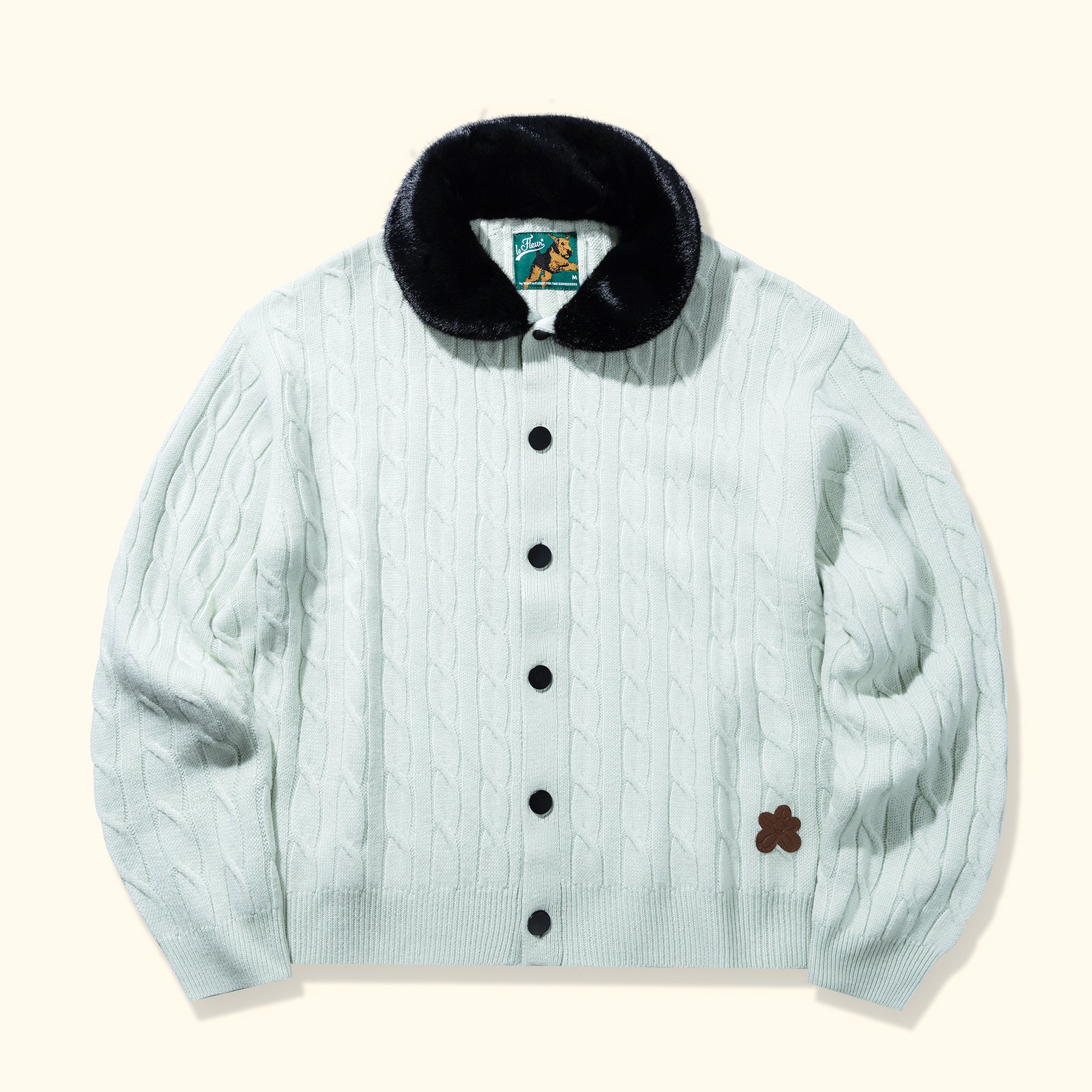 Faux Fur Cardigan Mint