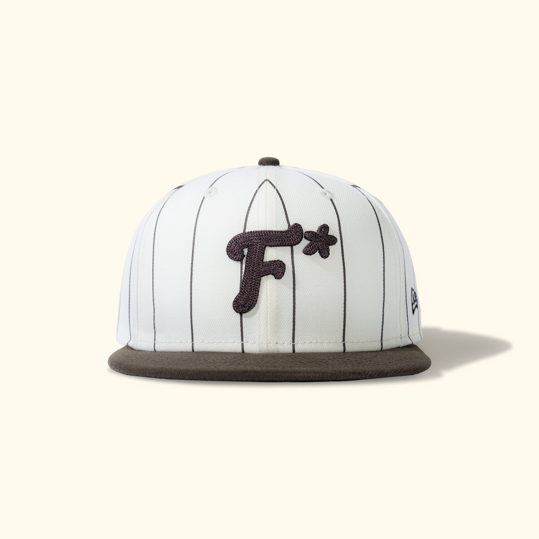 Striped F* Fitted Hat Brown