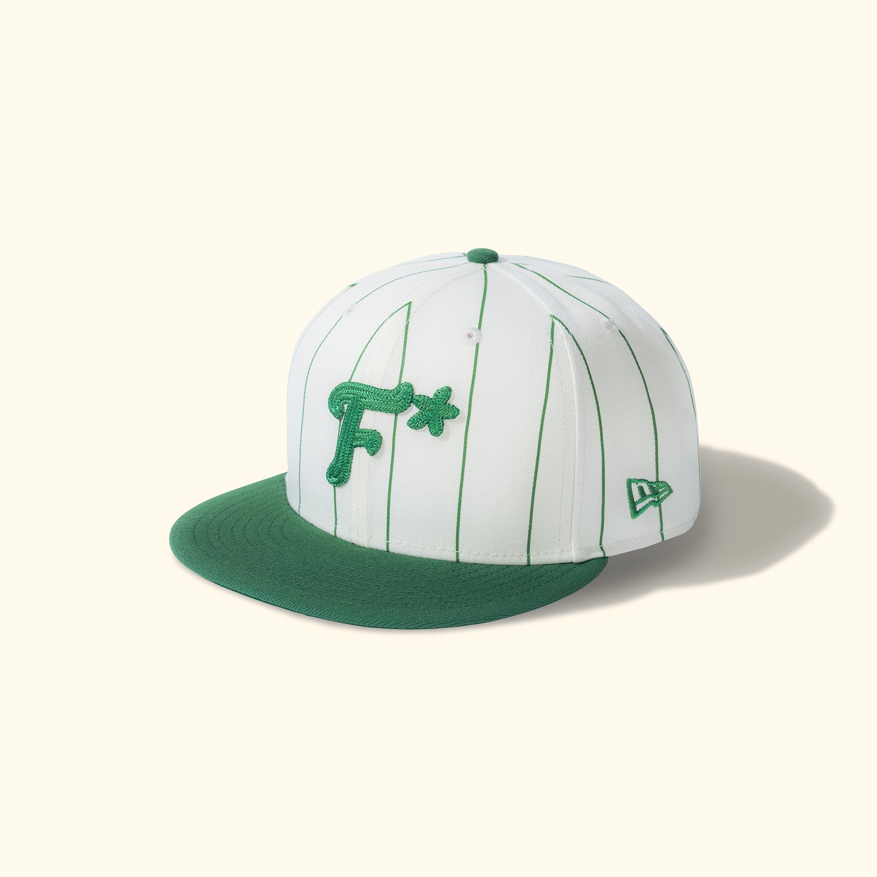 Striped F* Fitted Hat Green