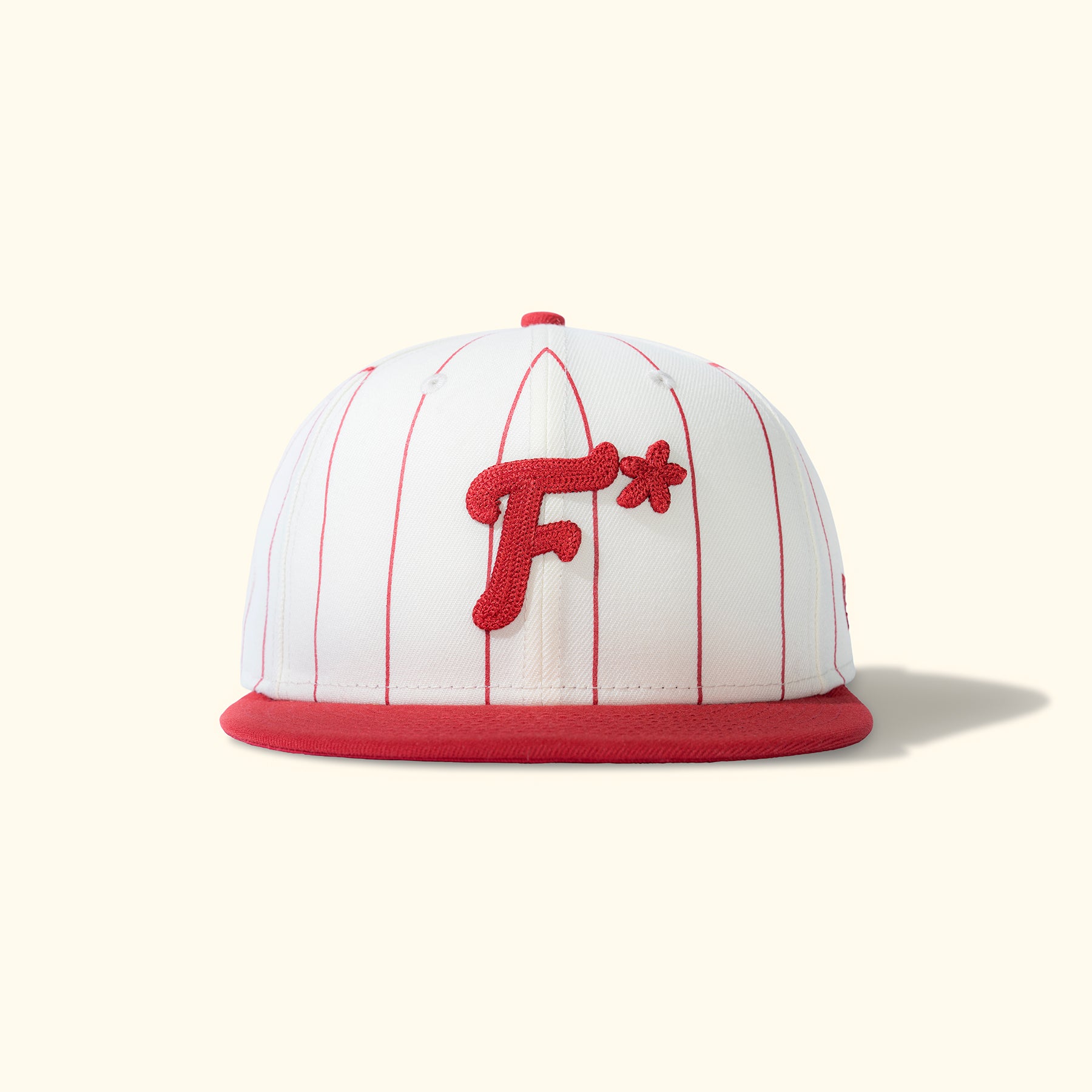 Striped F* Fitted Hat Red