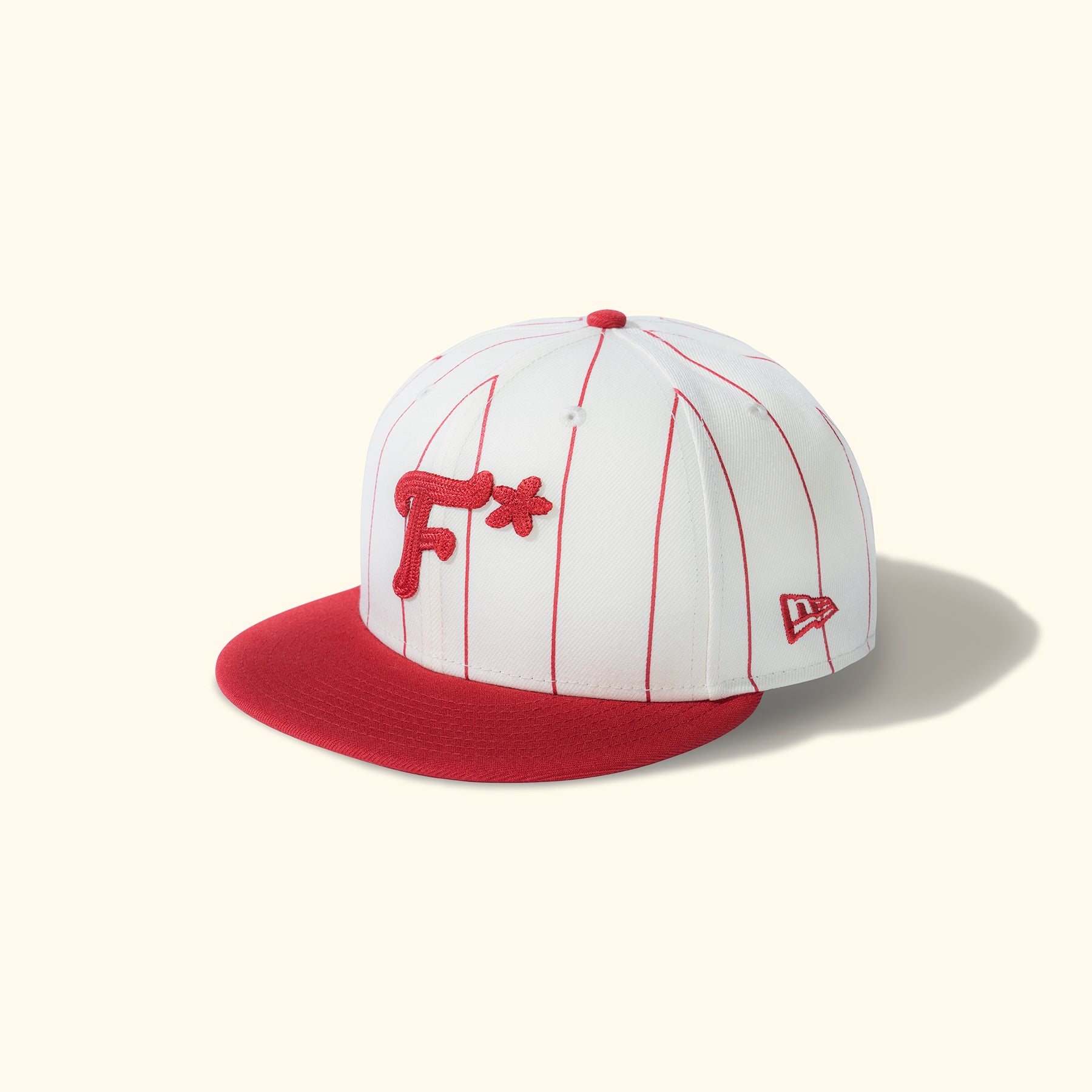 Striped F* Fitted Hat Red