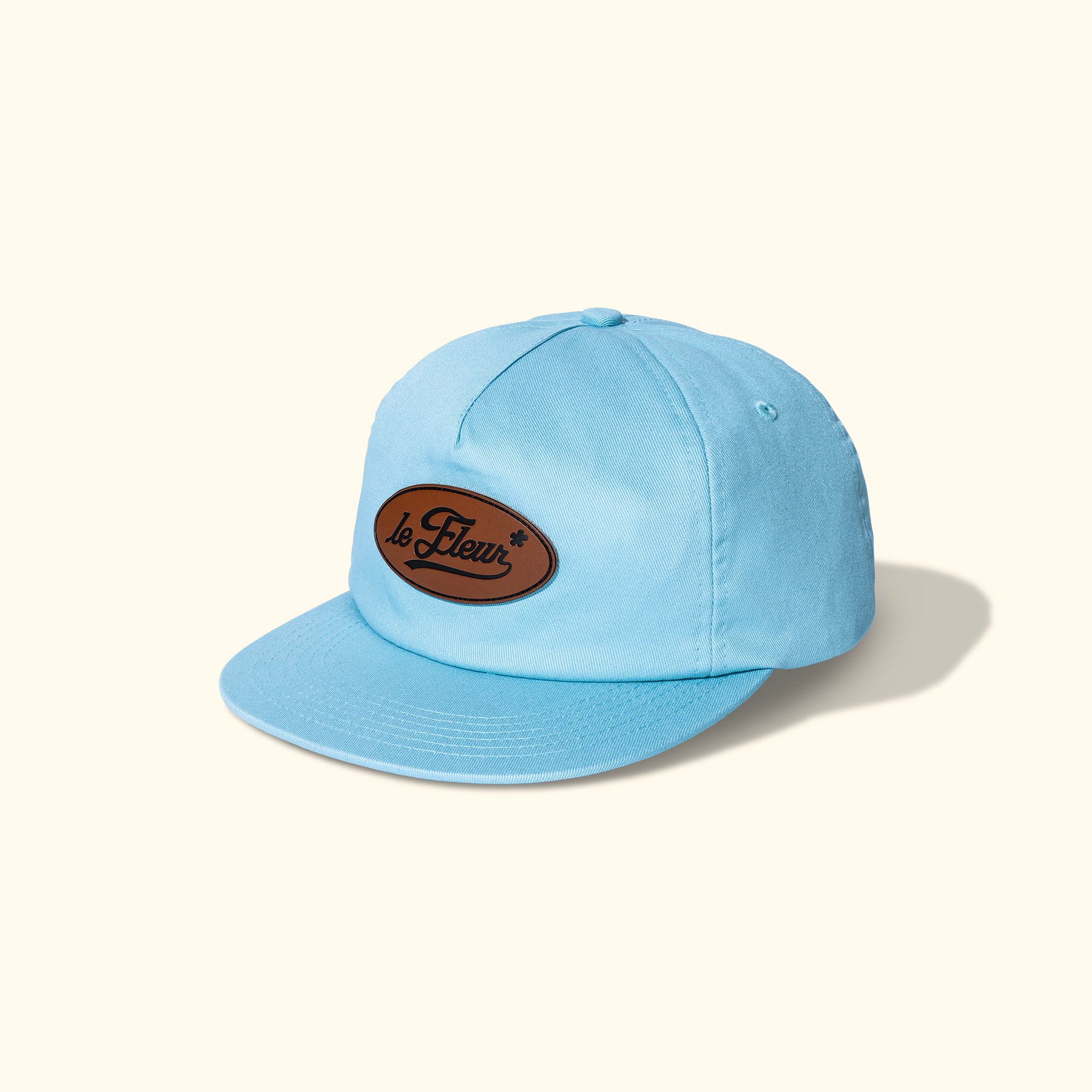 Leather Patch 5 Panel Hat Blue