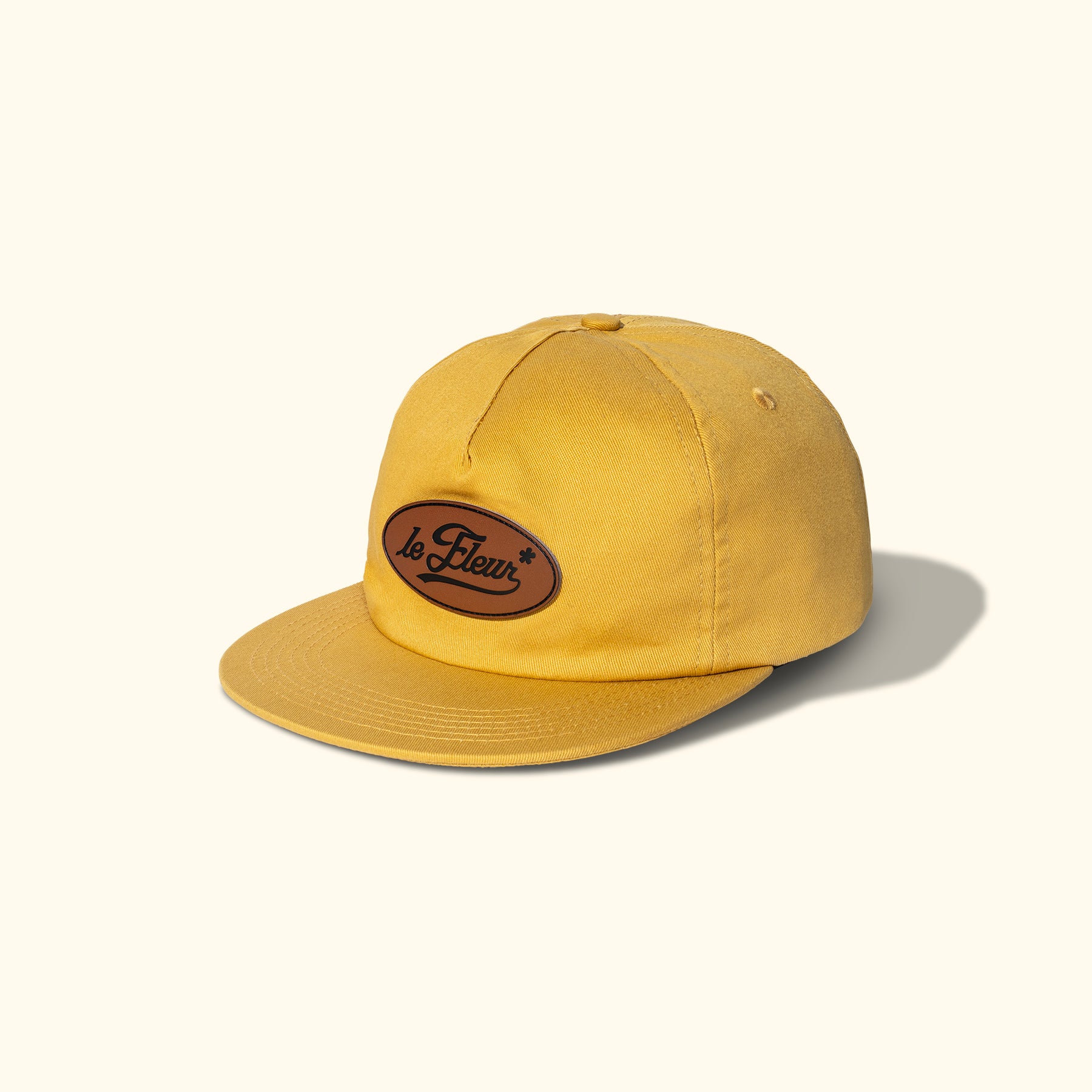 Leather Patch 5 Panel Hat Yellow