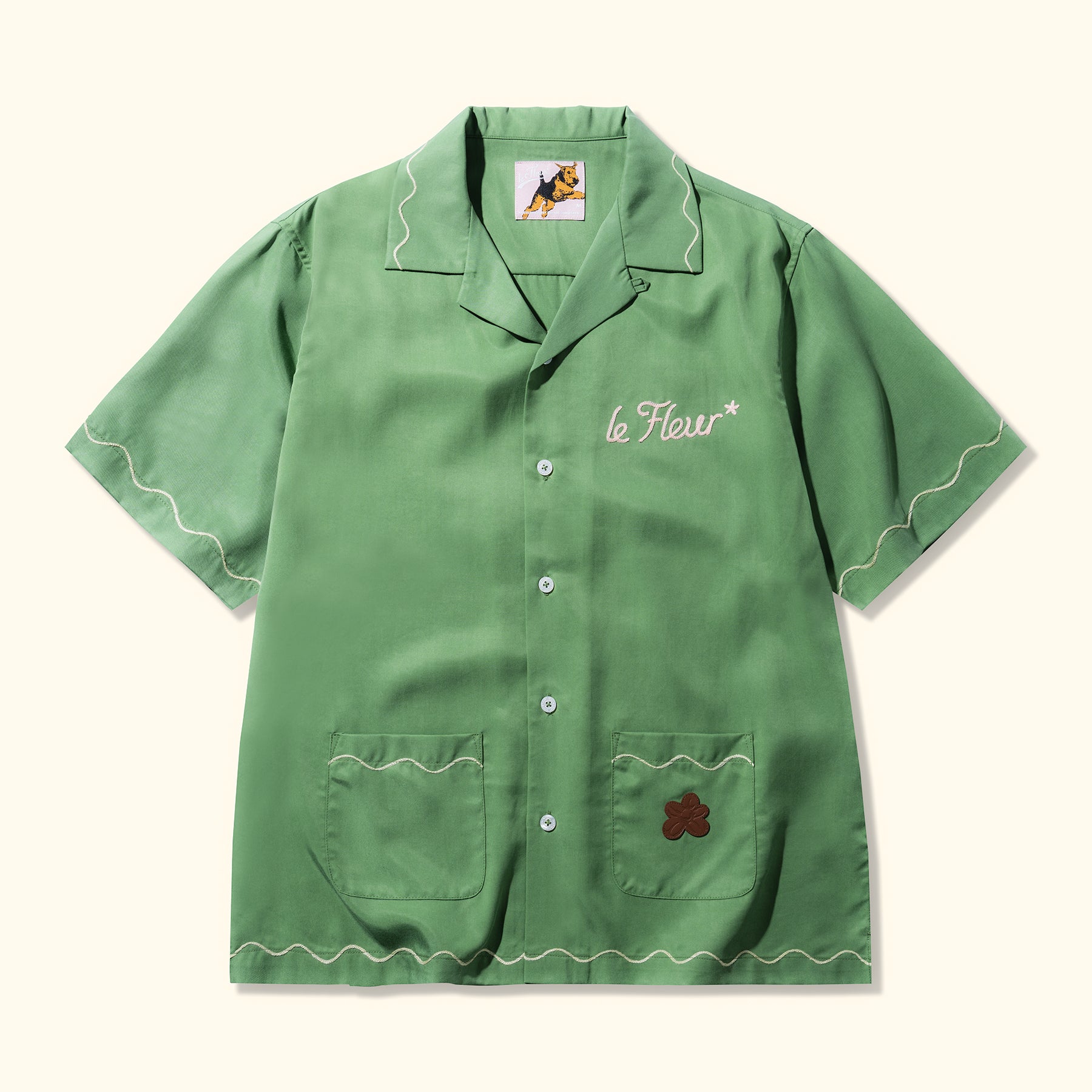 Petalers Chainstitch Button-Up Green