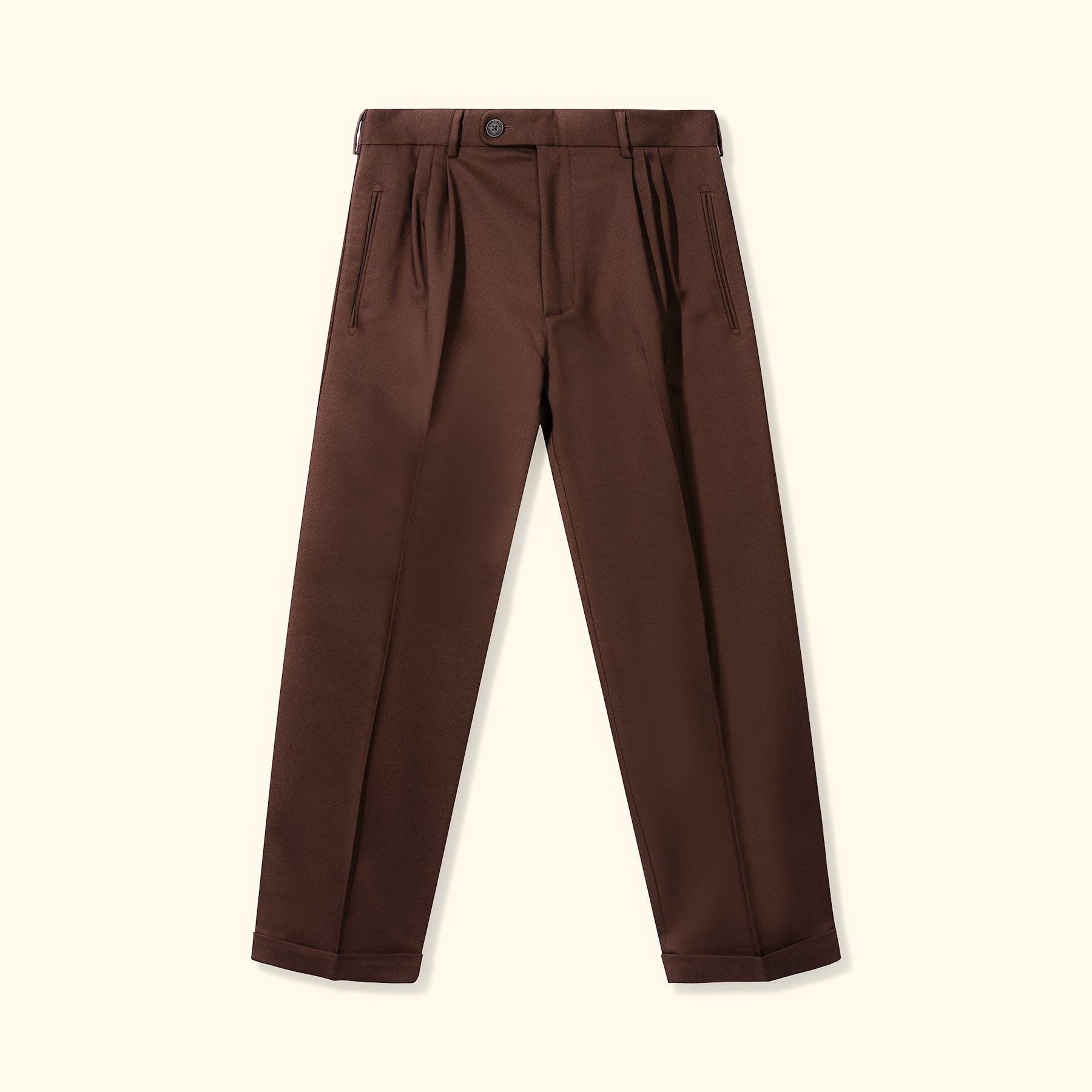 Double Pleated Trousers Brown