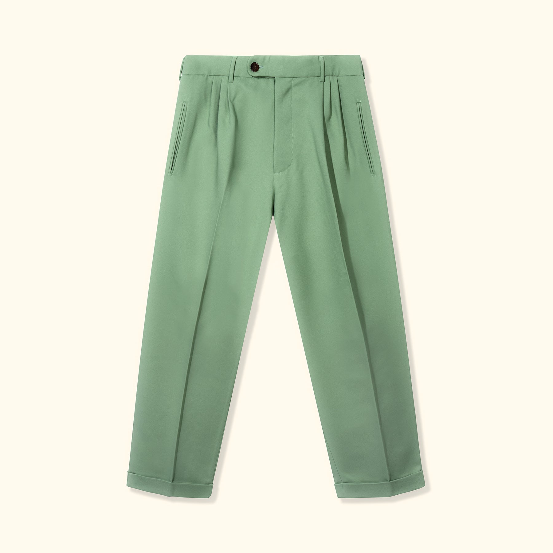 Double Pleated Trousers Drab Green