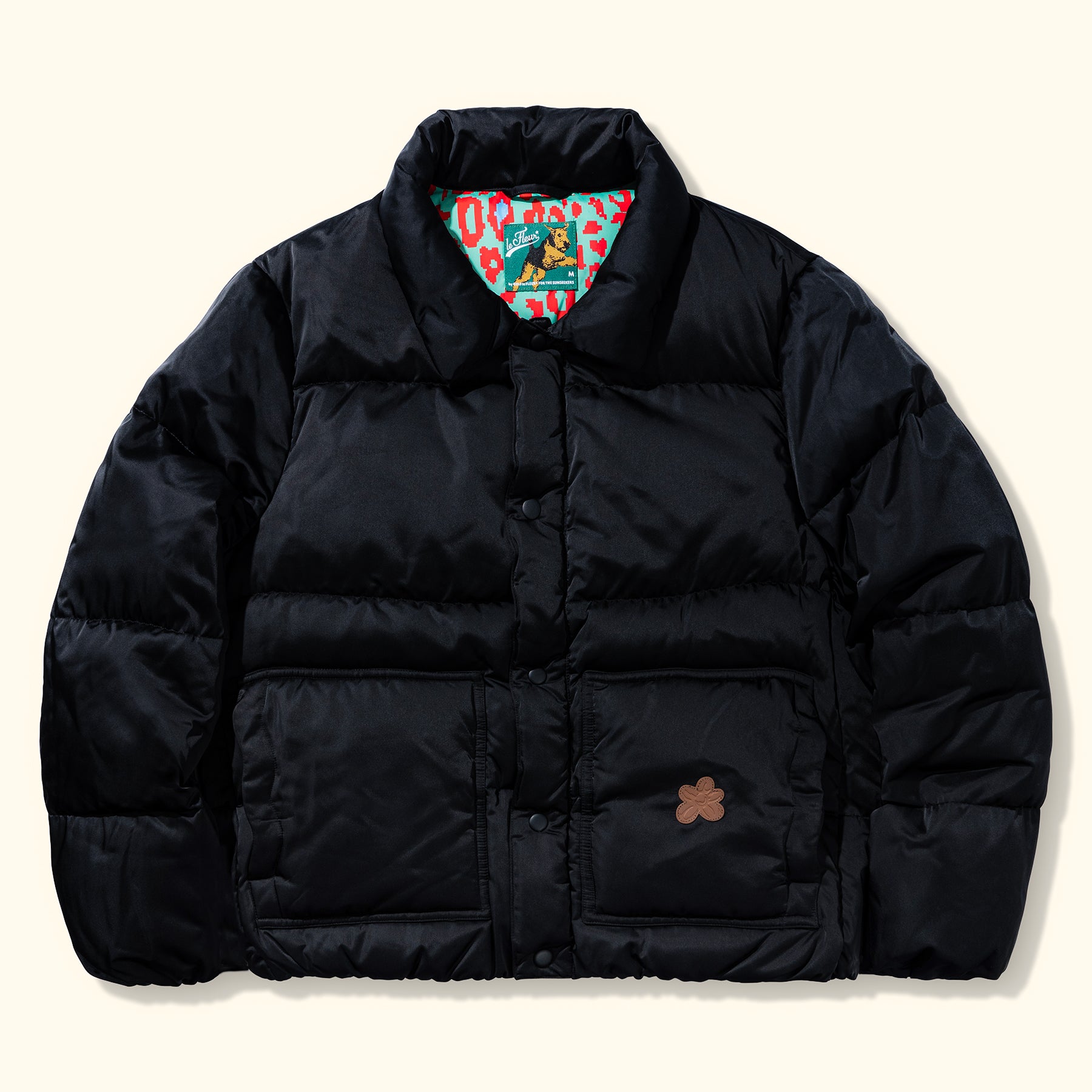 Collared Puffer Jacket Black