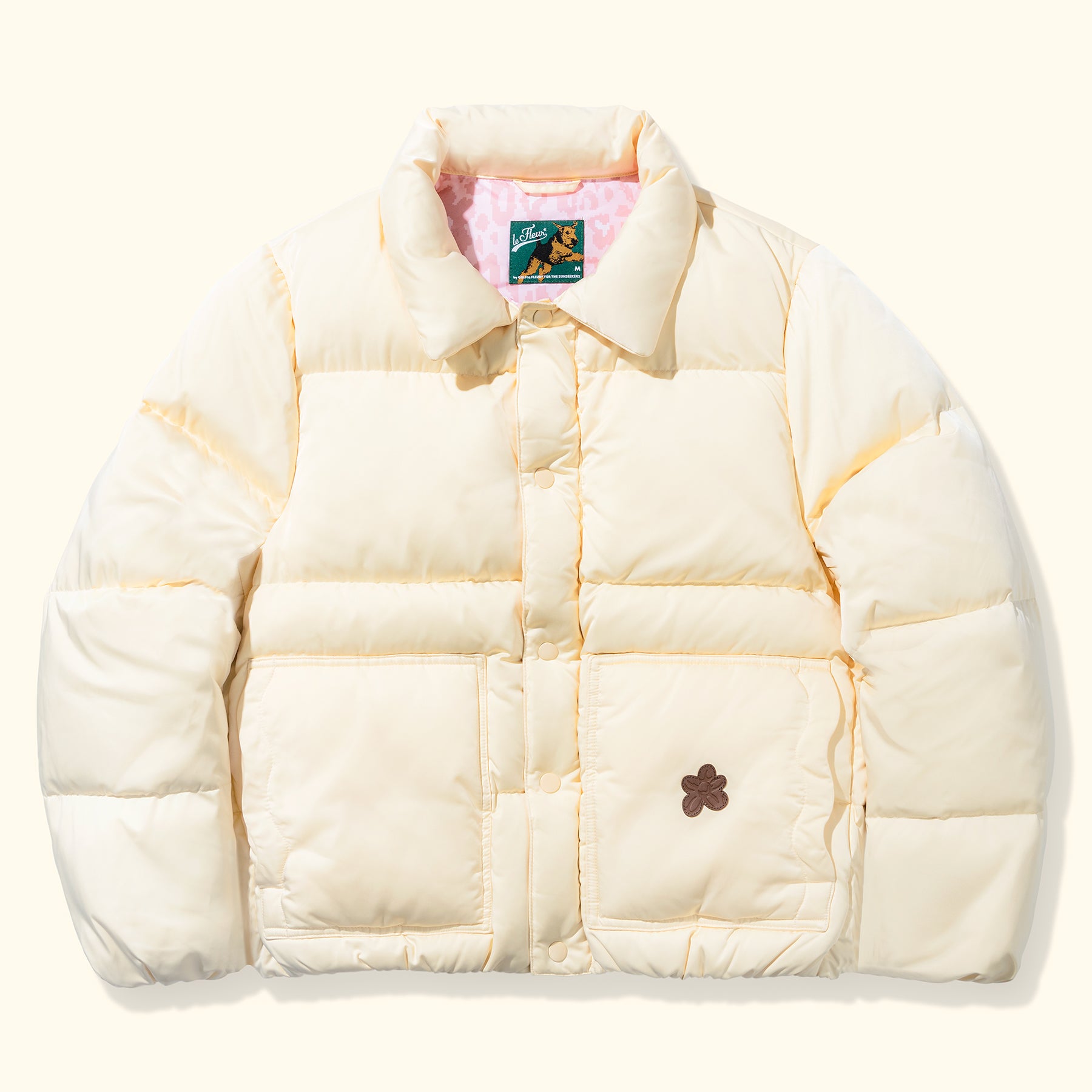 Collared Puffer Jacket Cream