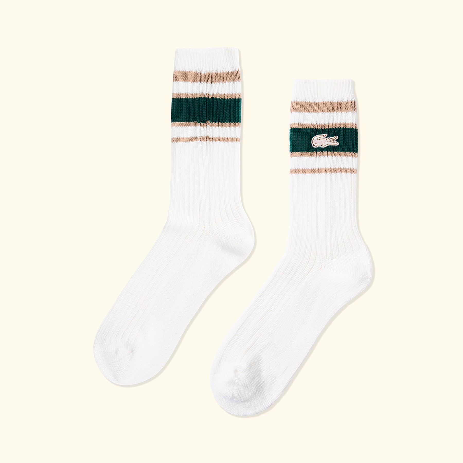 White Striped Ribbed Socks