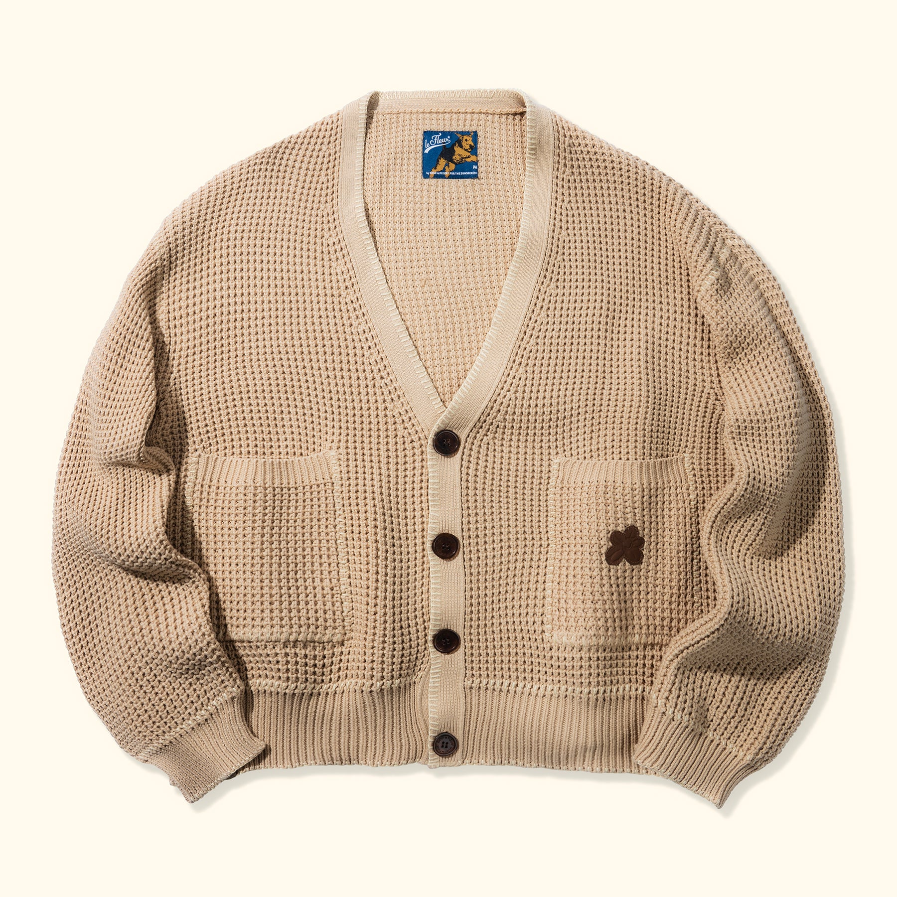 Waffle Knit Cardigan Cream