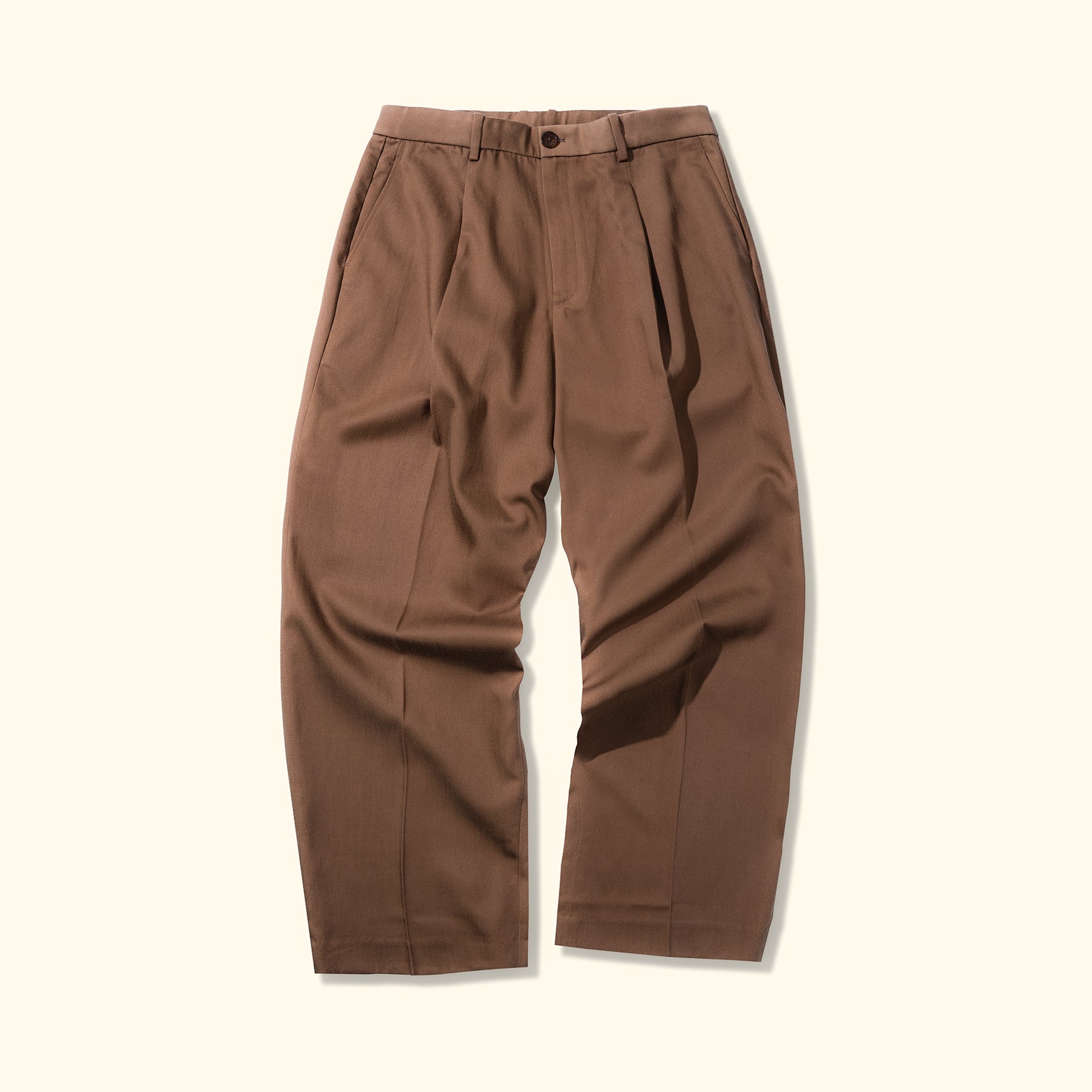 Darryl Wide Pleated Trousers Brown