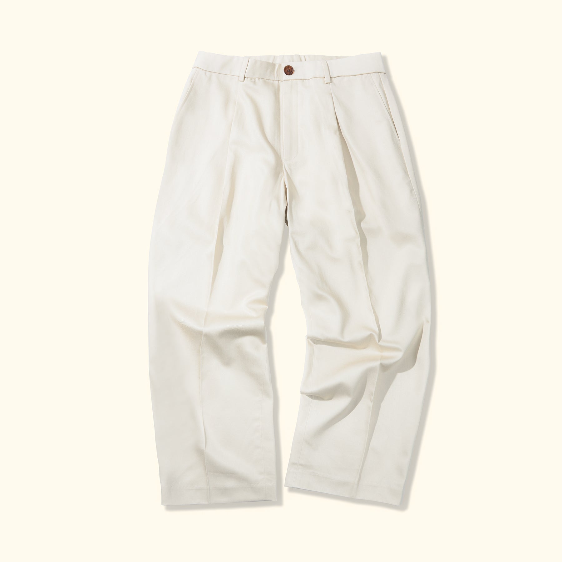 Darryl Wide Pleated Trousers Cream
