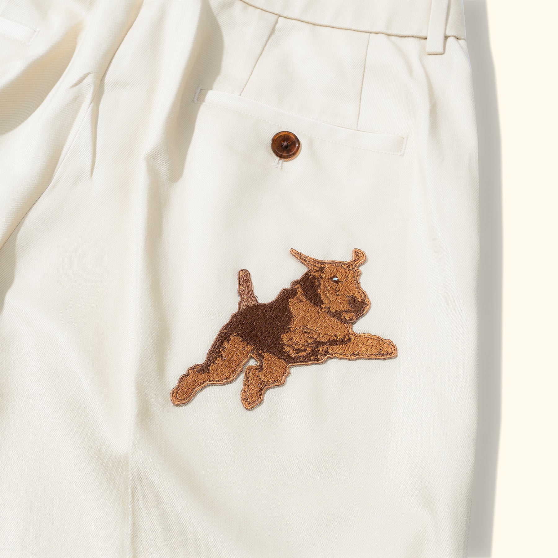 Darryl Wide Pleated Trousers Cream