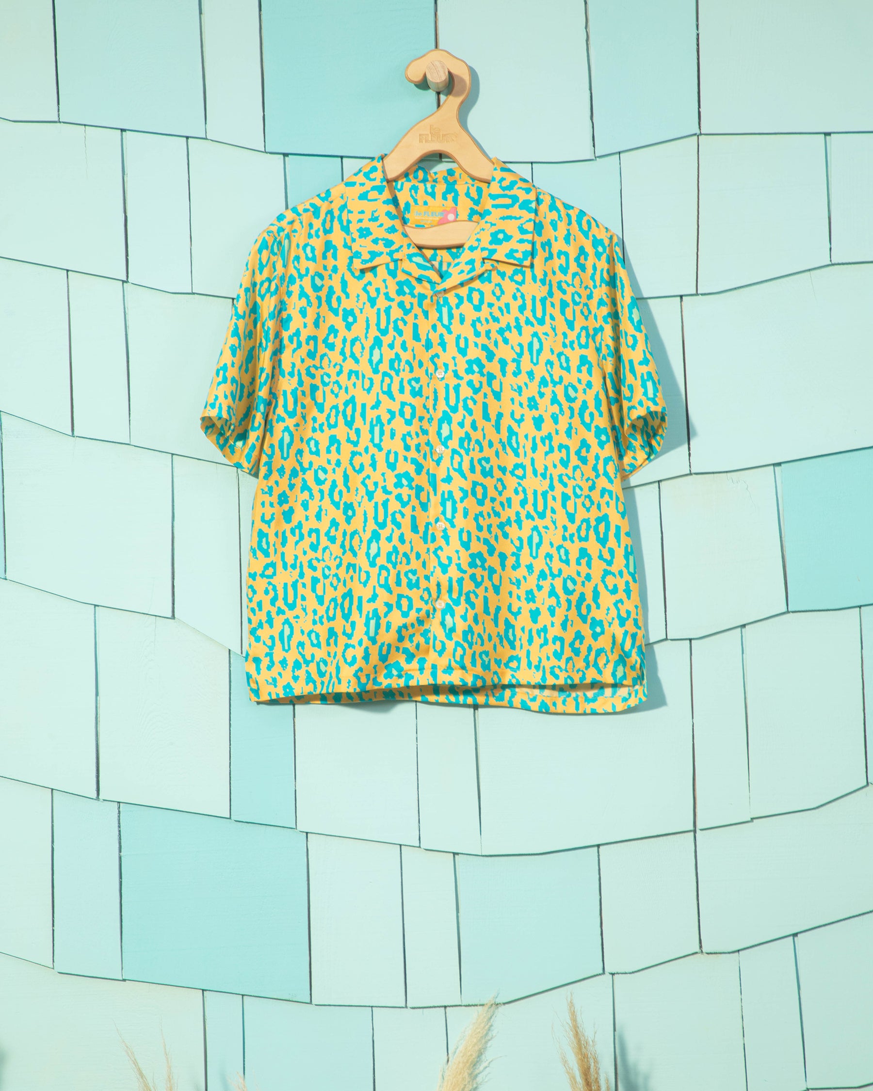 Fleur Camo Silk Button-Up Orange