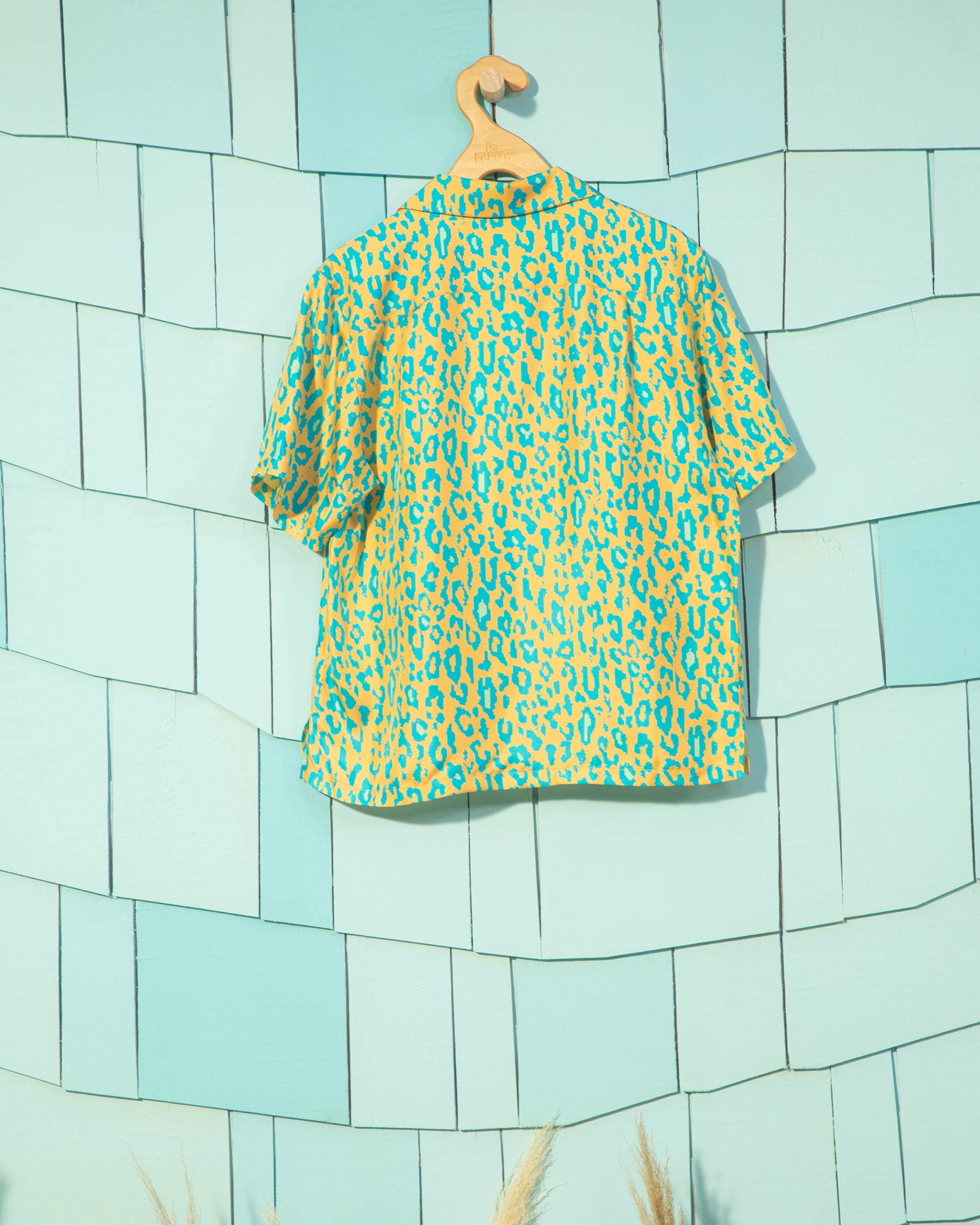 Fleur Camo Silk Button-Up Orange