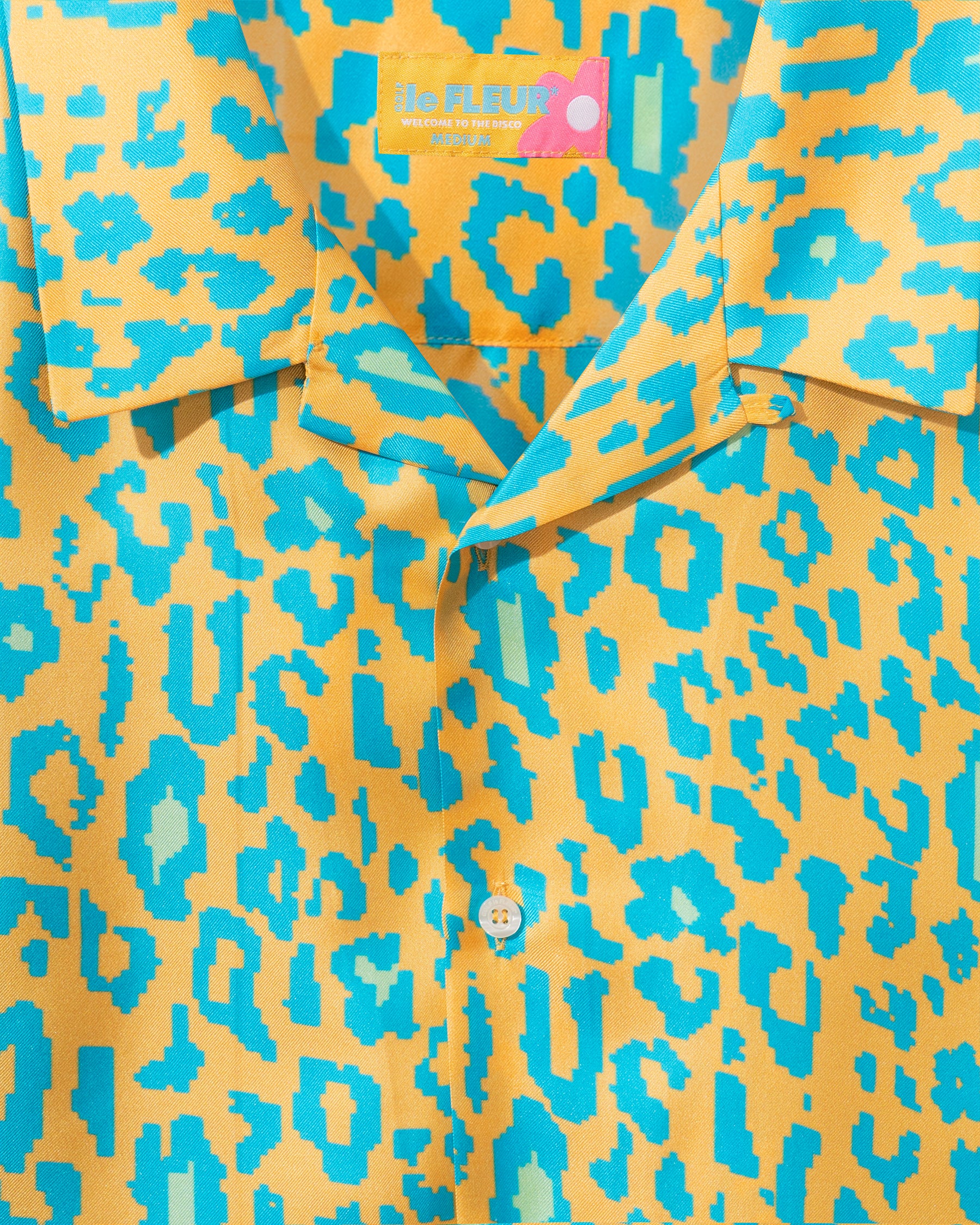 Fleur Camo Silk Button-Up Orange