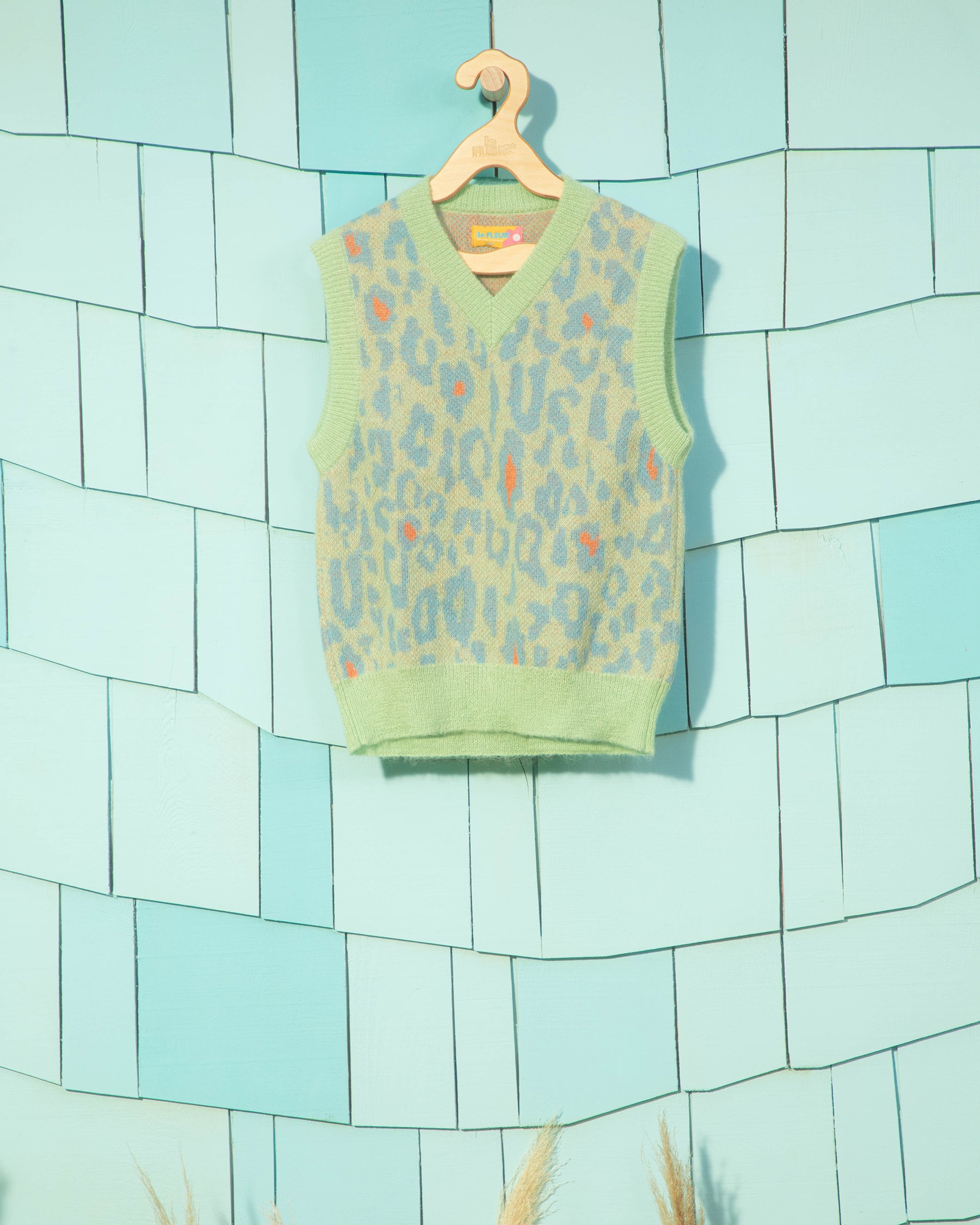 Fleur Camo Sweater Vest Mint — image 1 of 5